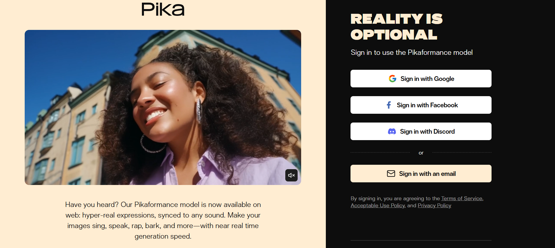 Sitio web de Pika Labs