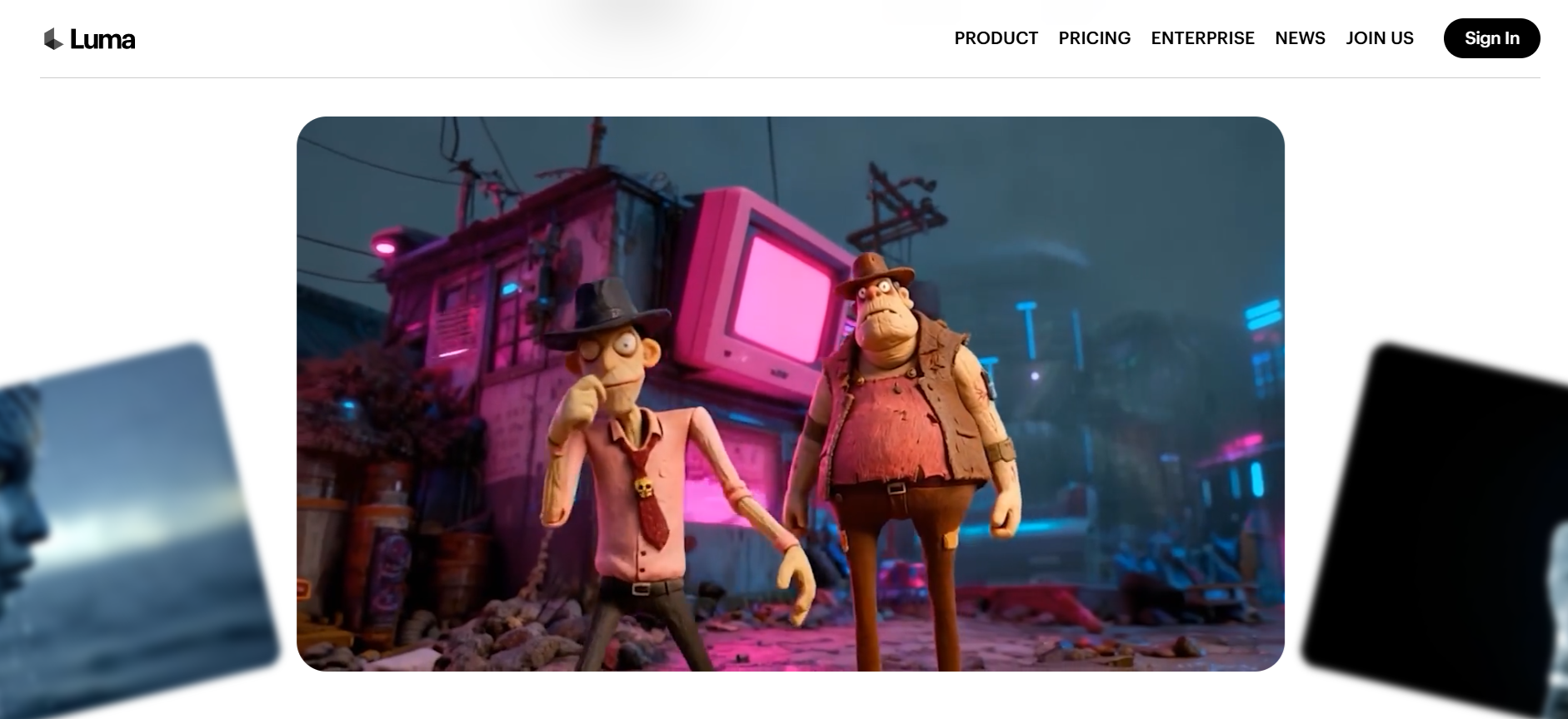 Sitio web de Luma Dream Machine