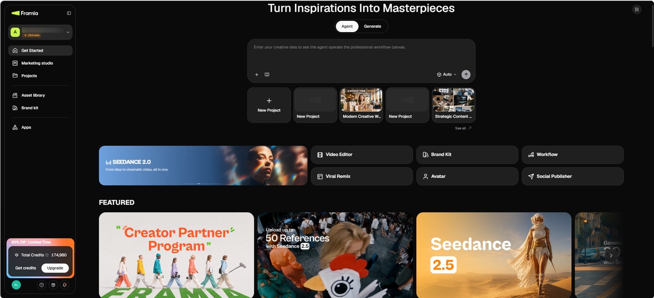 Framia Pro online workspace