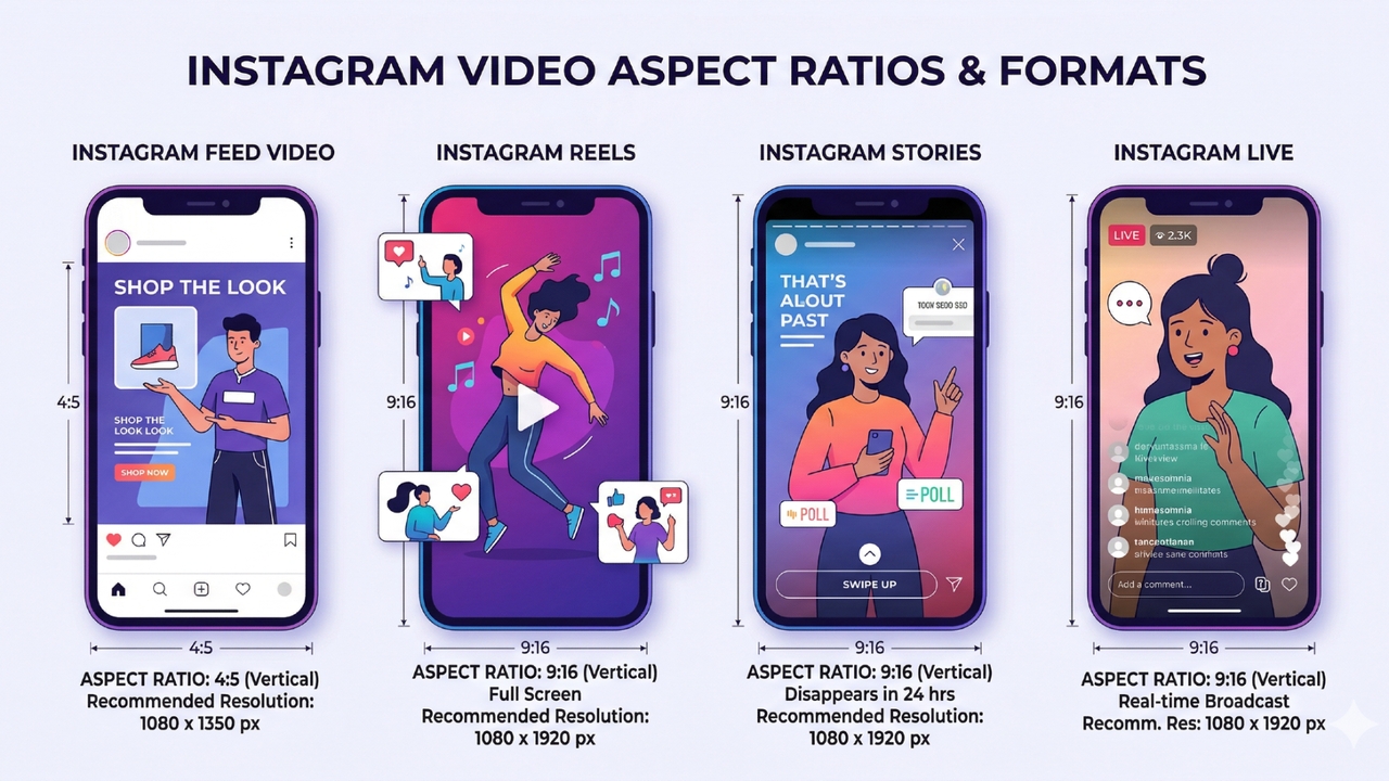 Diverse Instagram video aspect ratios