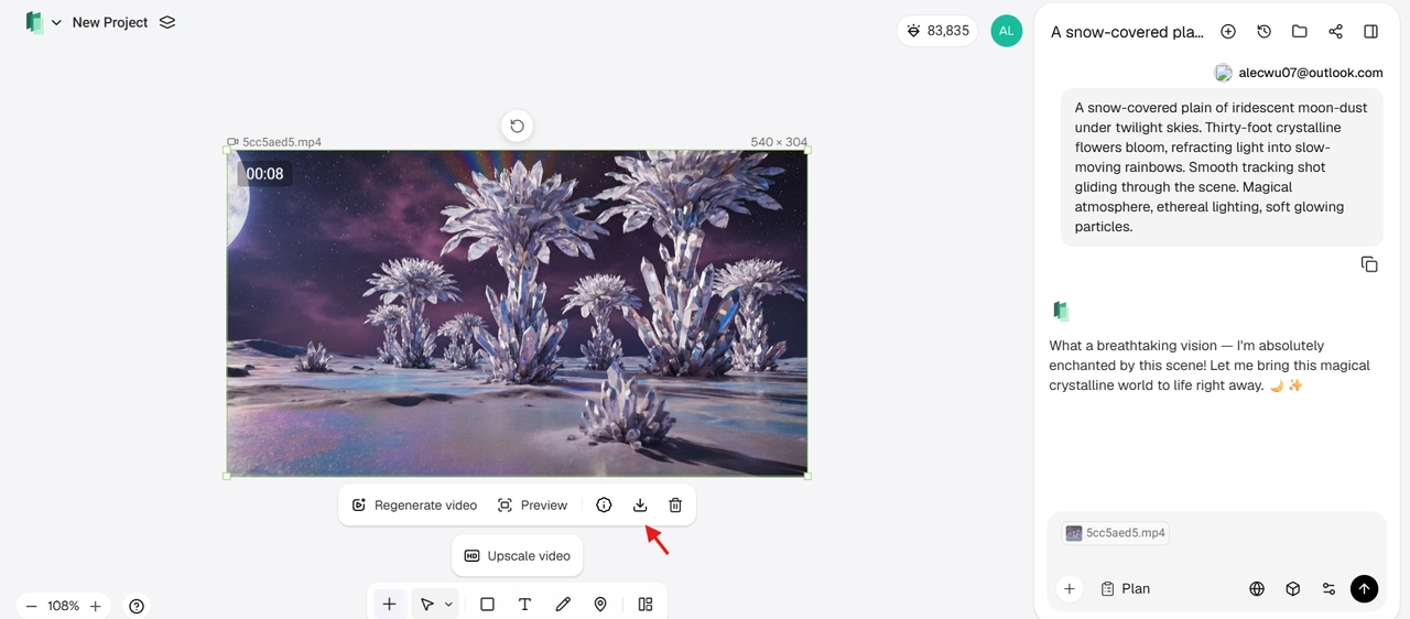 Gere, refine e baixe o vídeo final
