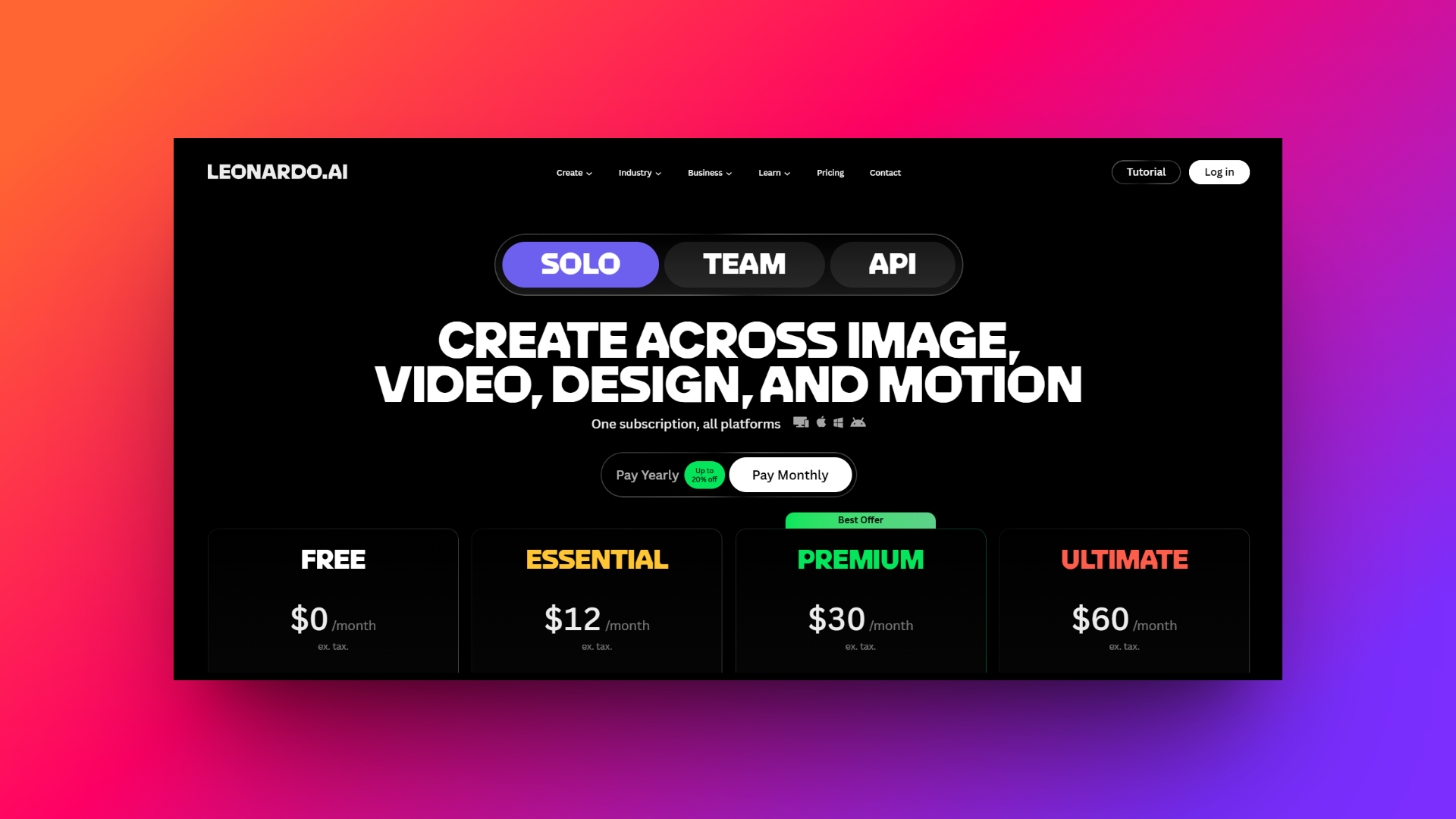 Leonardo AI pricing
