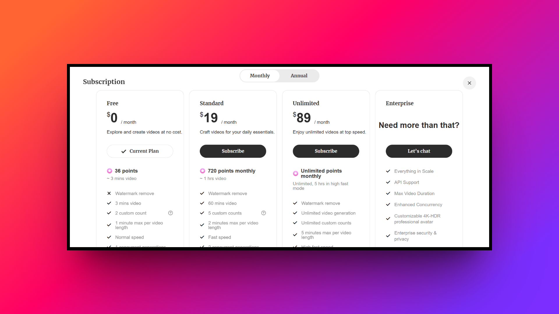 Humva AI pricing & subscription plans