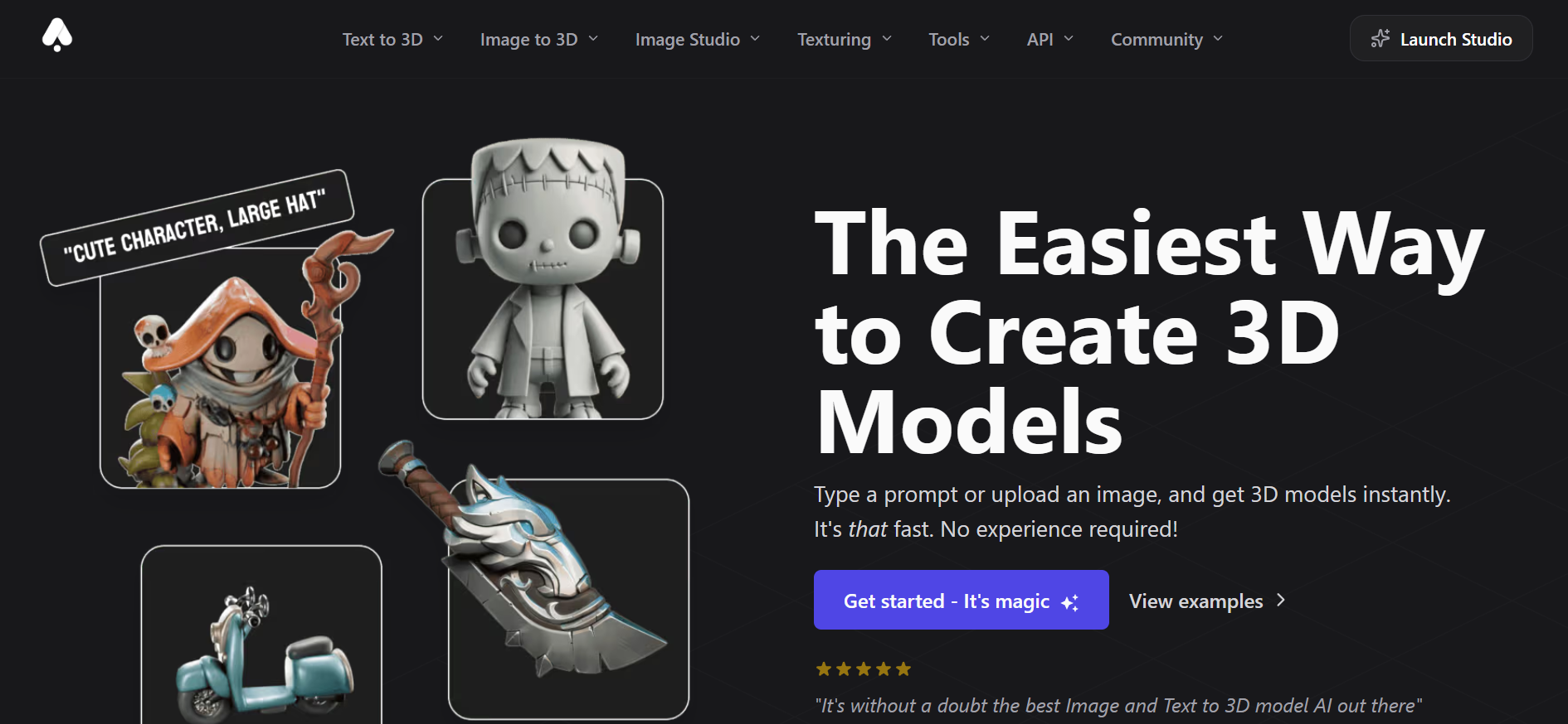 3D AI Studio homepage