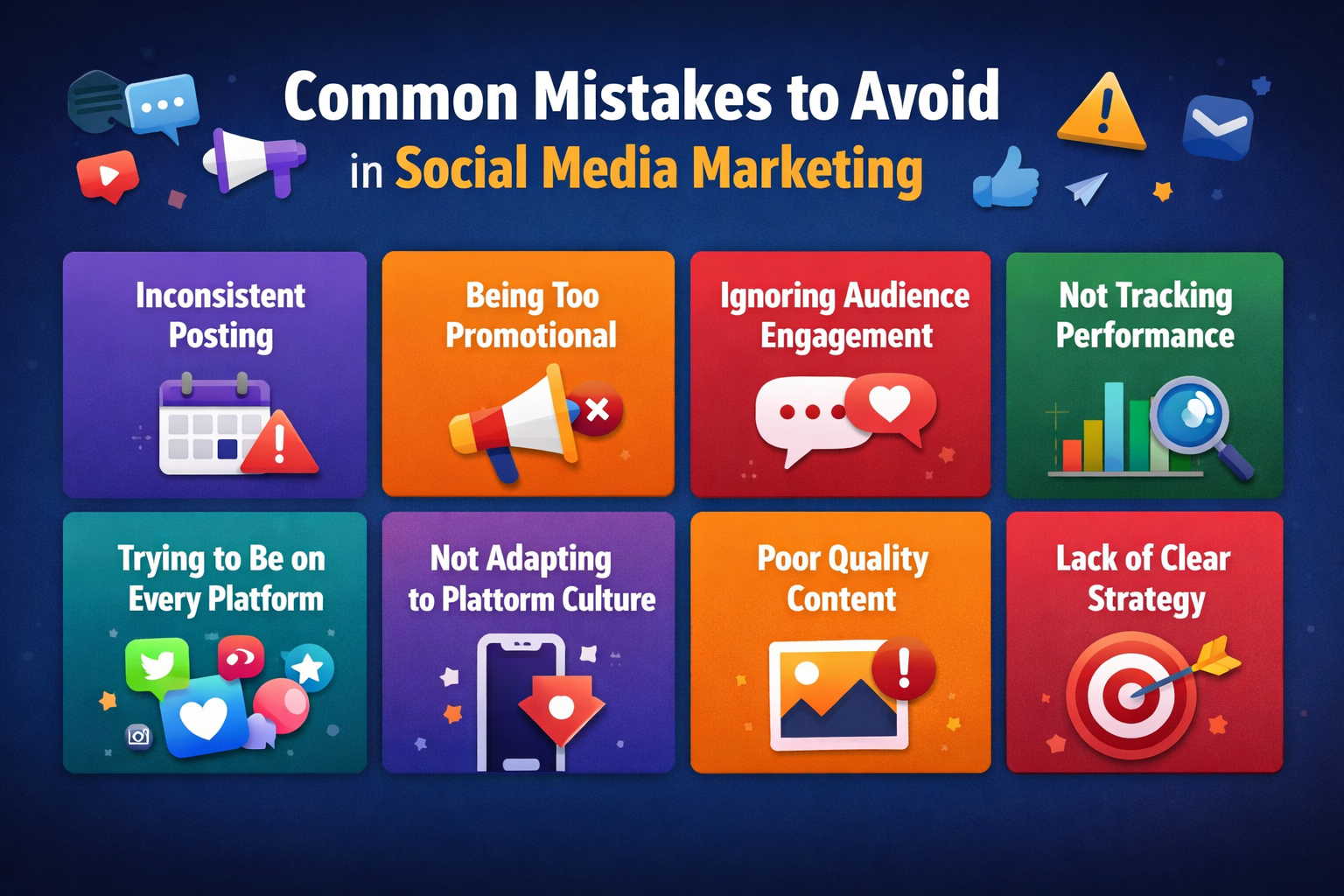 Errores comunes a evitar en el marketing en redes sociales