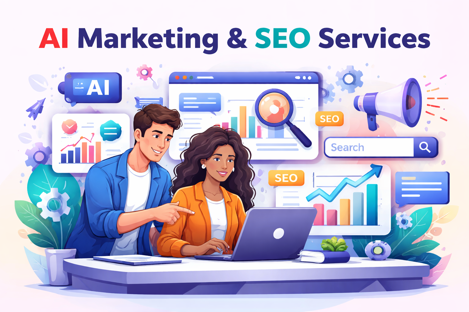 Proporcionar servicios de marketing y SEO con IA