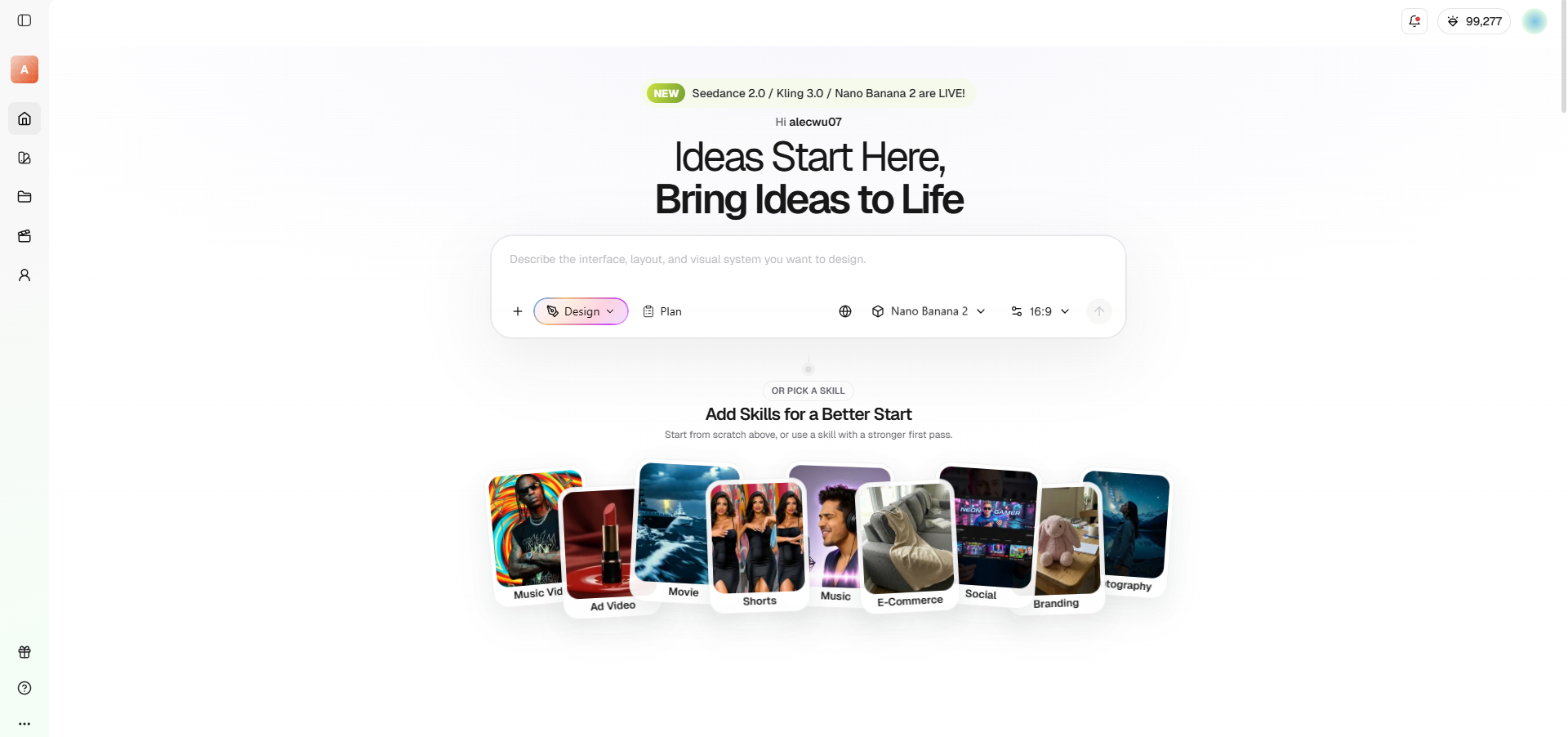 Select Framia's "Design" agent and choose your AI image generation model