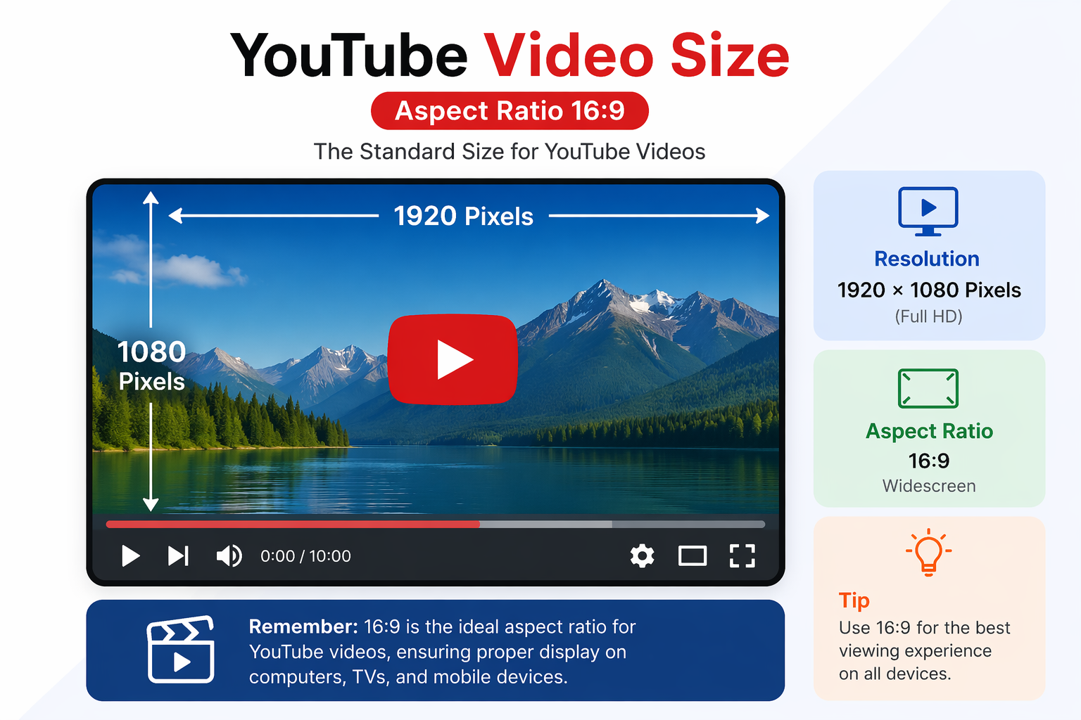 What is the ideal size for a YouTube video?