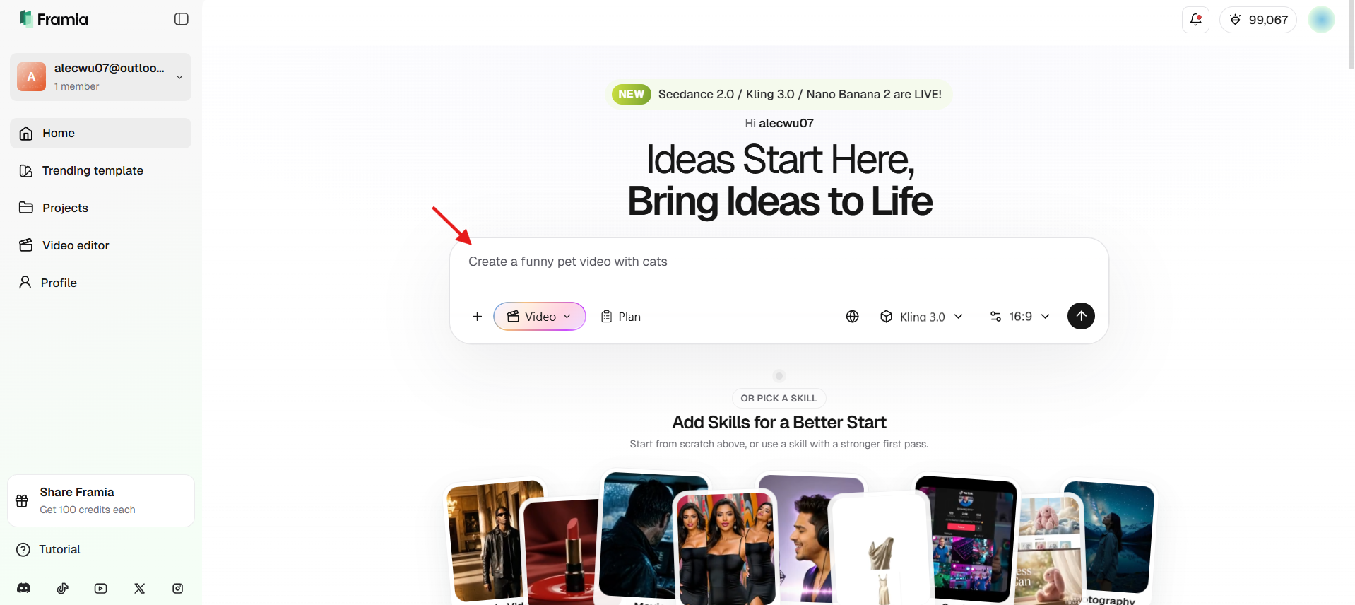 Log in and describe your video idea