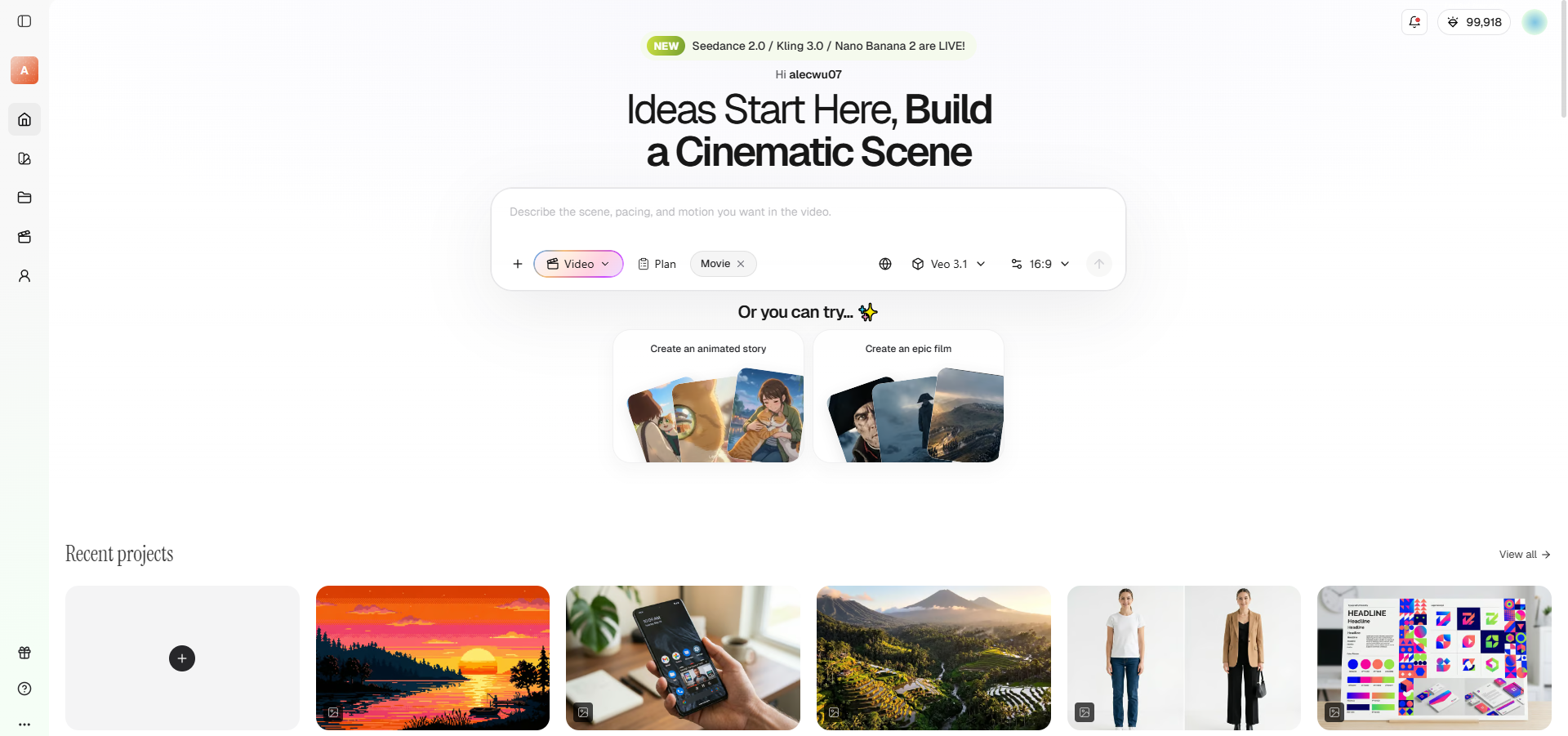 Select your Framia video agent and AI video generation model