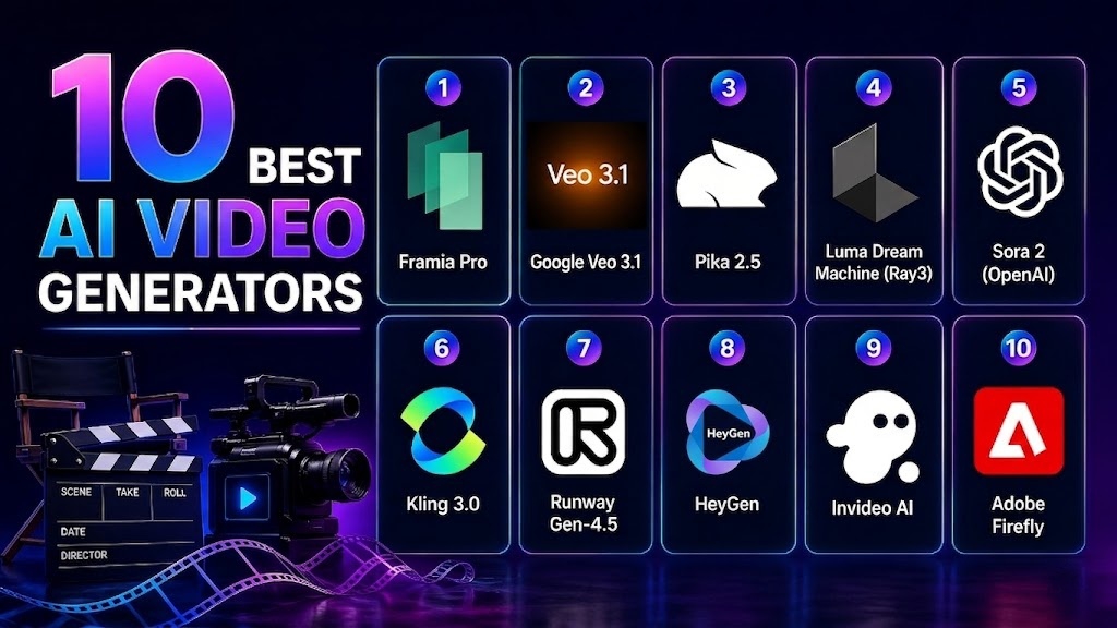 The best AI video generators of 2026 at a glance