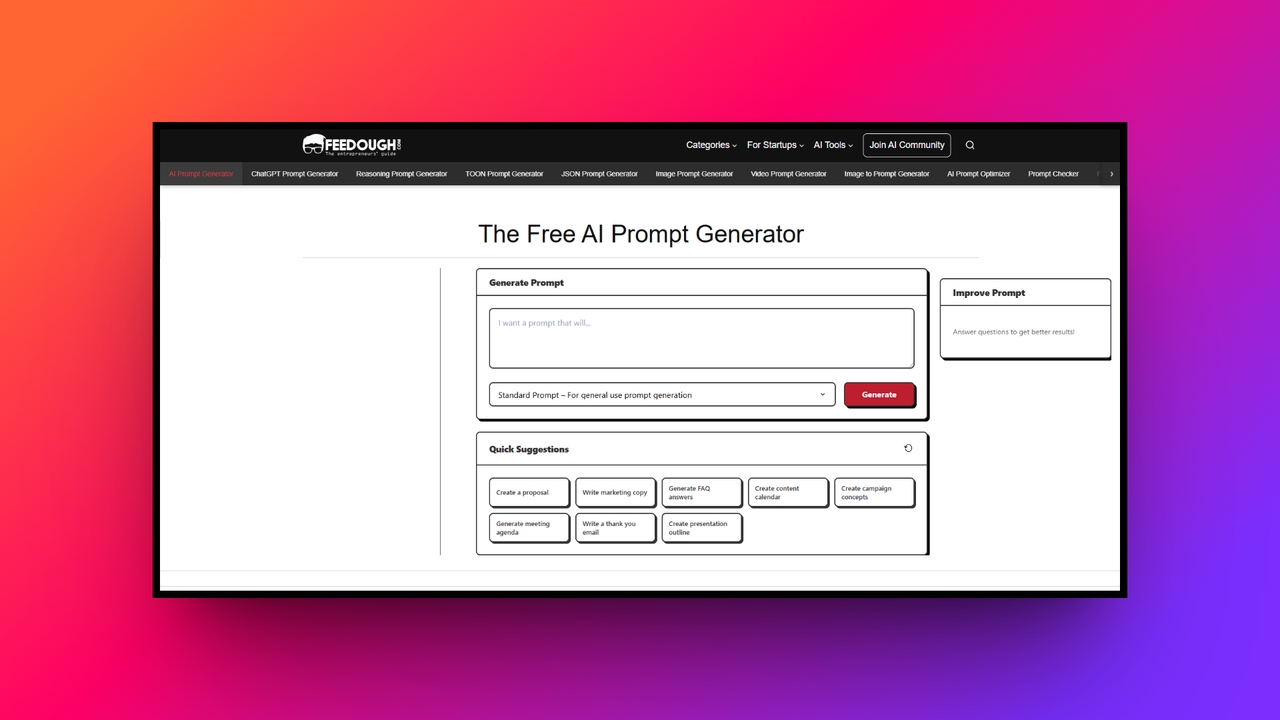 Feedough AI prompt generator - best AI writing prompt generator