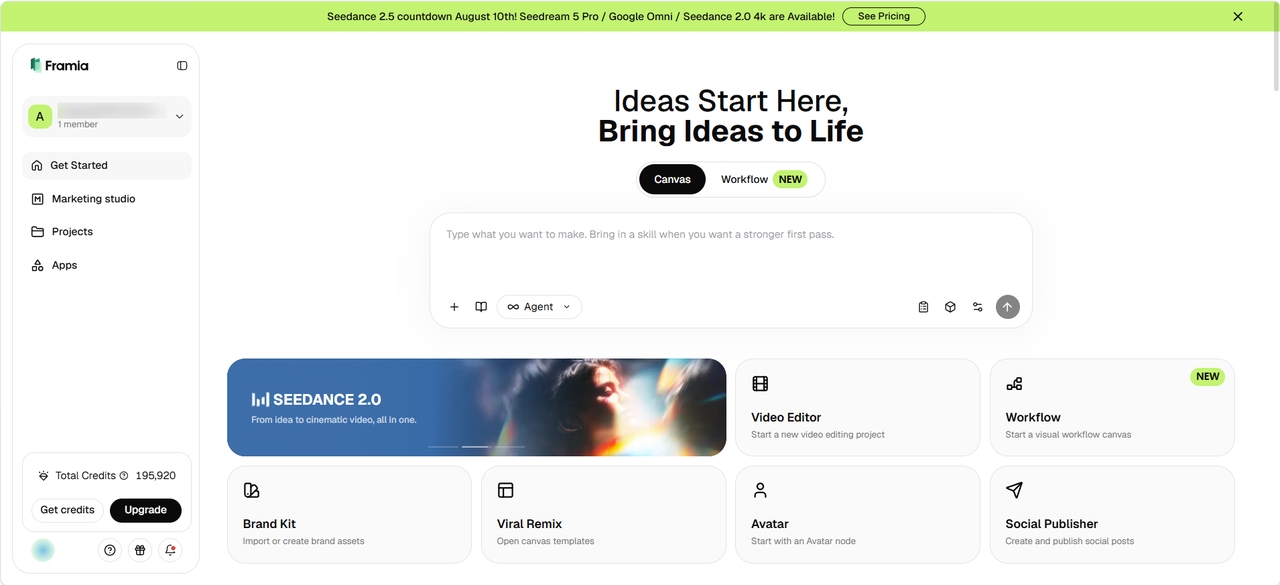 Framia Pro interface