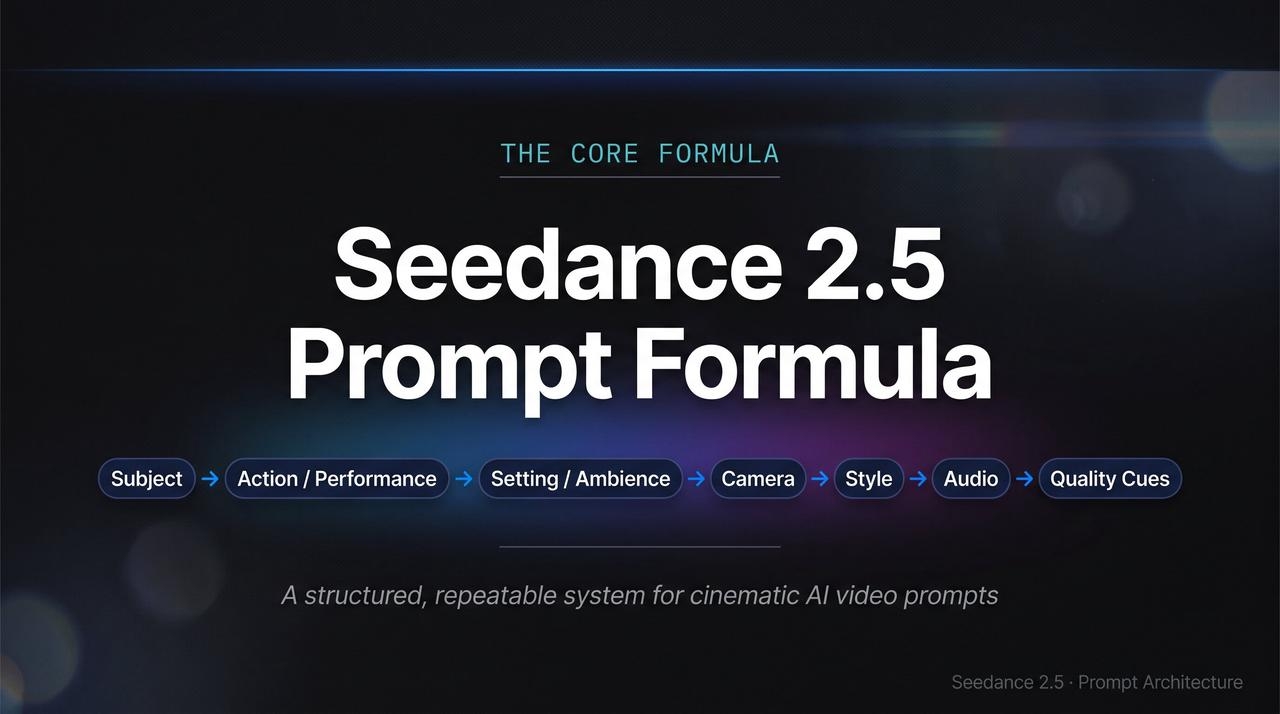 La fórmula central de prompts de Seedance 2.5
