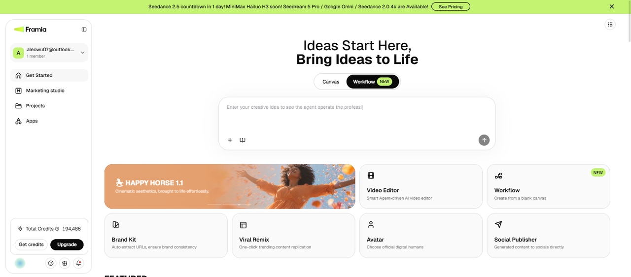 Framia Pro dashboard