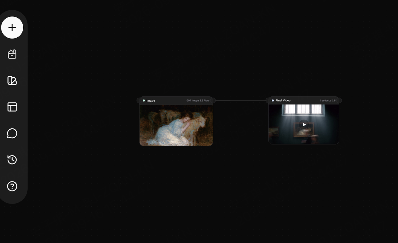create a painting-style source image with GPT Image 2.5 and connect it to video generation