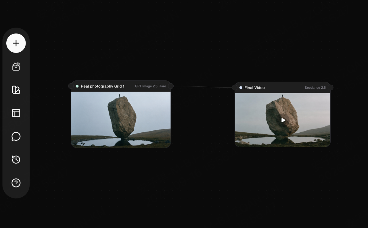 use a GPT Image 2.5 landscape as the starting point for a wide-to-close-up sequence